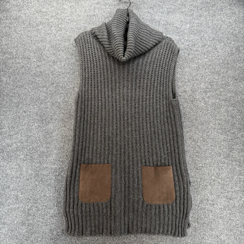 Jil Sander Sweater Womens M Turtleneck Tunic Wool Sleeveless Quiet Luxury Italy